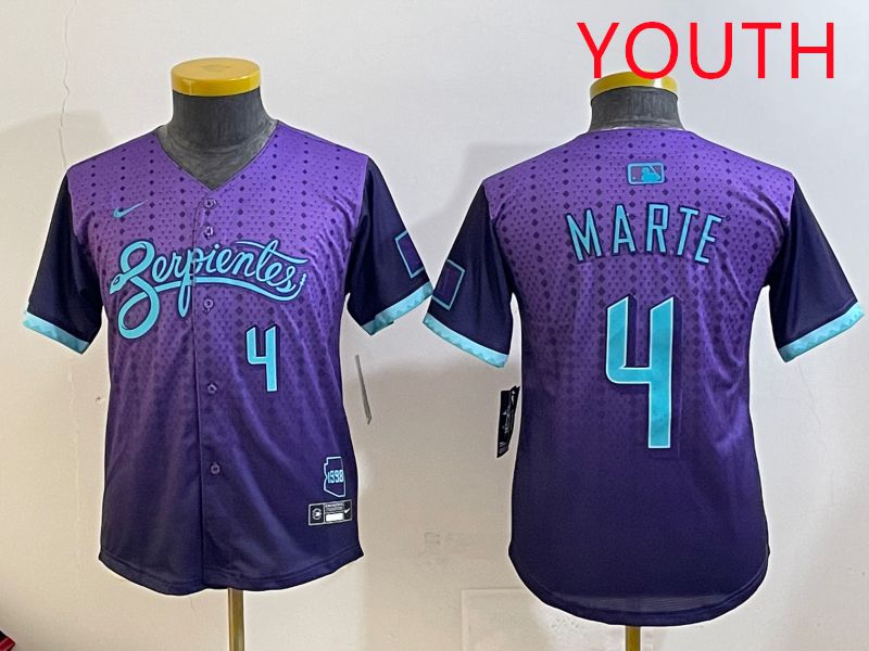 Youth Arizona Diamondback #4 Marte Purple Joint Name 2025 Nike MLB Jersey style 35